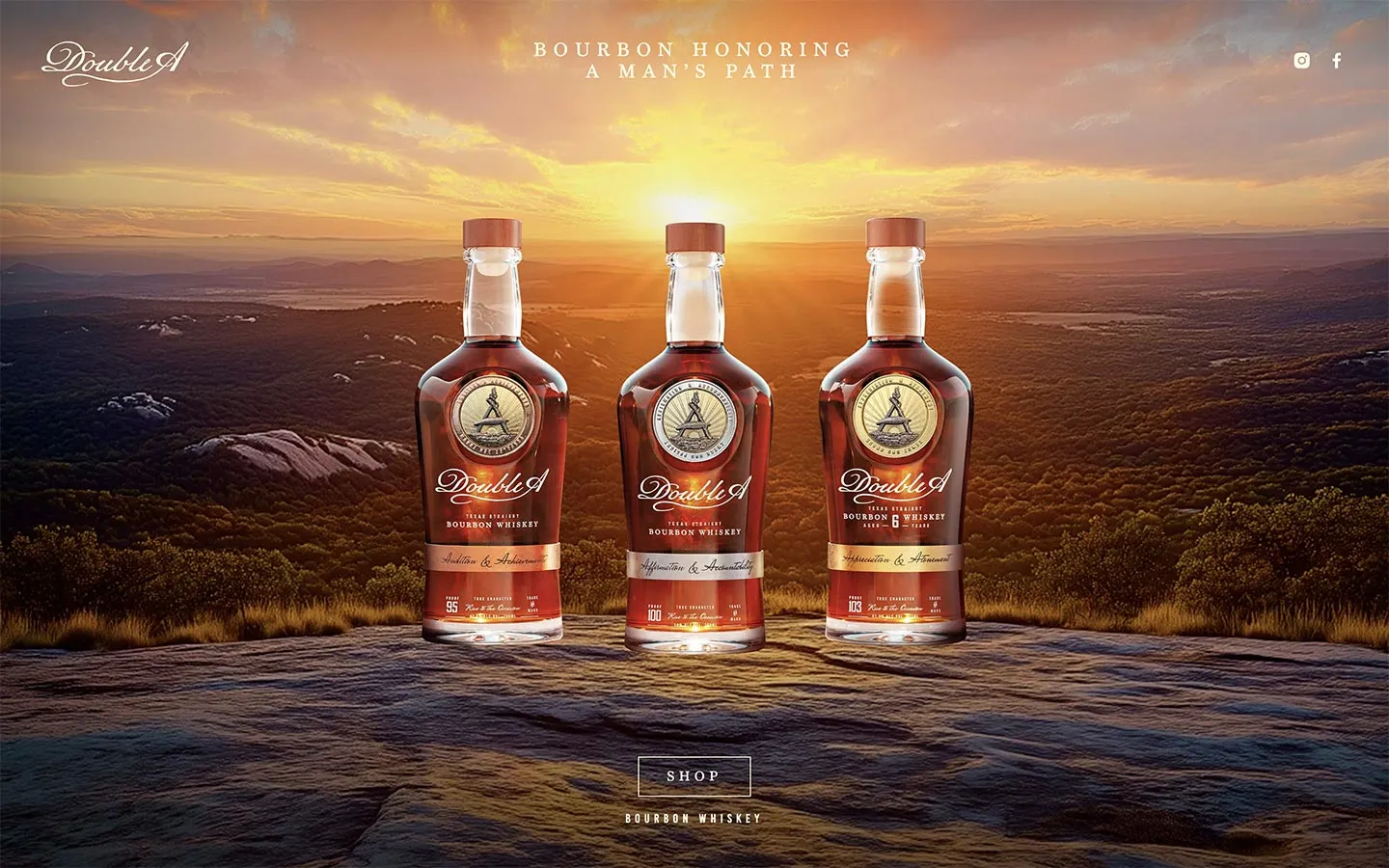 The Double A bourbon website homepage